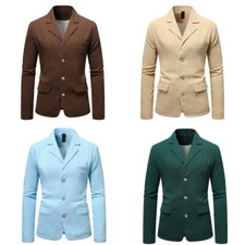 Men's Business Coat Casual Blazer Wedding Three Button Suit Solid Jacket Gift US