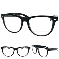 Men's Women Classic Vintage Retro Style Clear Lens EYE GLASSES Large Black Frame