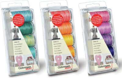 Premium Gutermann Gewinde Set Baumwolle Nr.12 5 Spule x 200m verschiedene Farben