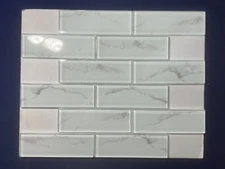 NY100 White/Grey Glass Rectangle Mosaic Tile Kitchen Bathroom Backsplash