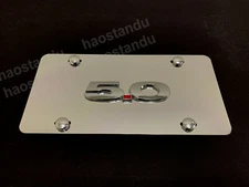 1x 3D "5.0" ForMustang emblem Aluminum Mirror CHROME Front Plate RUST FREE