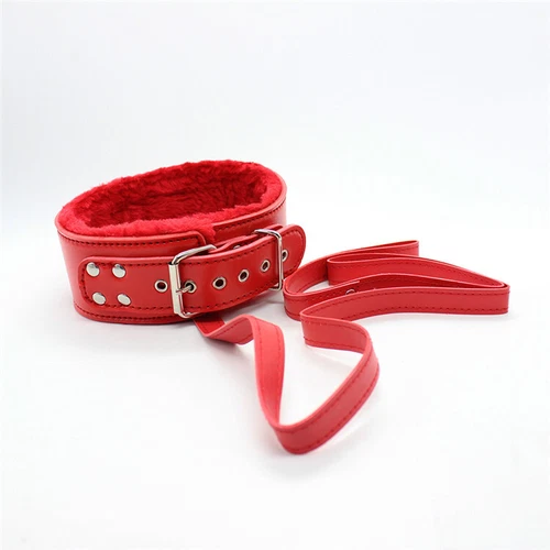 8pcs Red Kit BDSM Couples Restraints Set HandCuff Anklet Whip Collar Gag Fetish - Picture 6 of 11