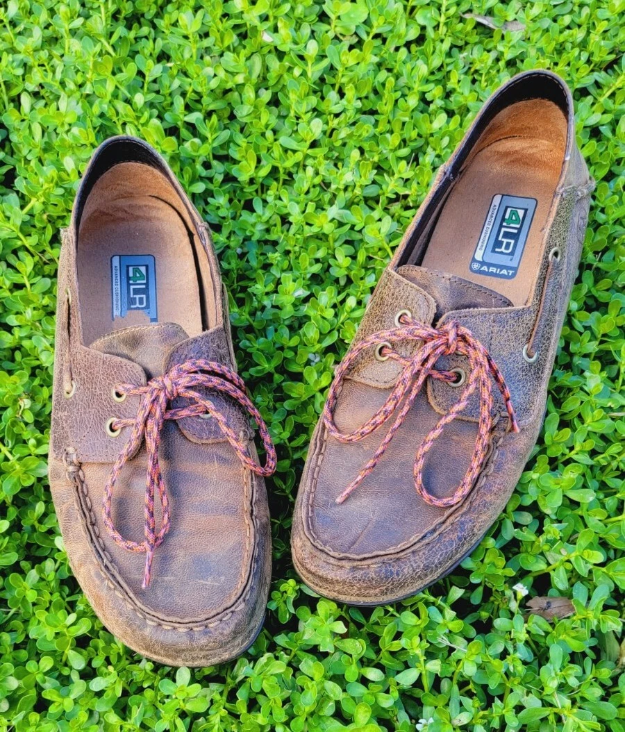 Ariat Boat Deck Shoes Caldwell Brown Leather Moc Toe 4LR Comfort