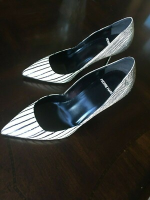 NWOB Pierre Hardy Snakeskin Point-Toe Pump, Black/White, Sz. 36.5