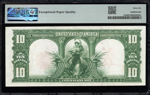 $10 1901 $10 Legal Tender FR 122 PMG 66 EPQ - Impressive Bison Note - Picture 2 of 2