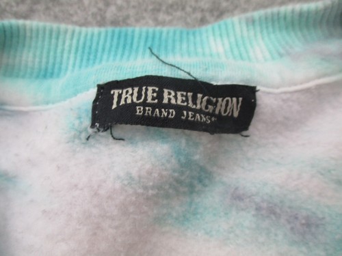 True Religion Sweater Mens Medium Blue Tie Dye Sweatshirt Crew Neck Pullover * - Picture 3 of 11