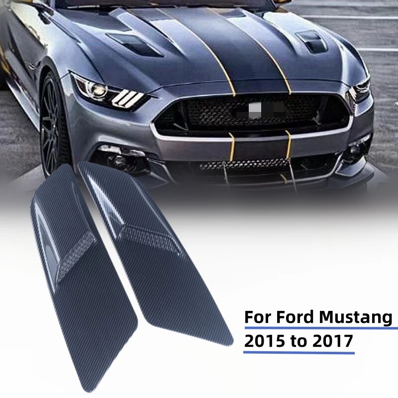 For Ford Mustang 2015 To 2017 Carbon Fiber Car Engine Hood Air Outlet Vent Trim Foto 3 de 4