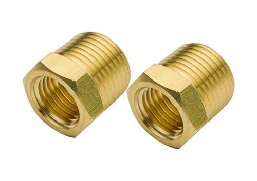 3/8" X 1/4" NPT Heavy Duty Brass HEX Reducer Bushing Air Suspension Gauges -2PK