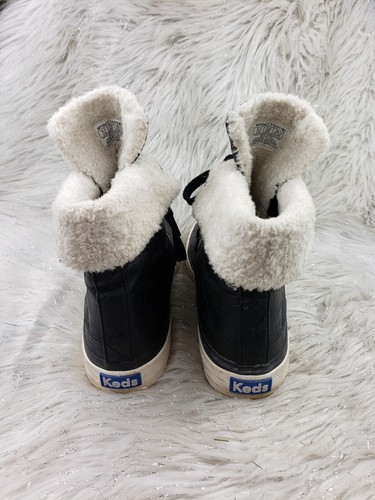 KEDS Black Hi Top Faux Fur Lined Sneakers Womens Size US 8 EUR 39 - Picture 5 of 6
