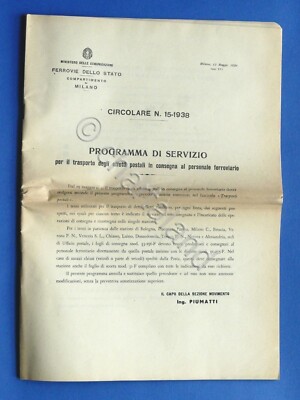 Eisenbahnen - Rundschreiben Nr. 15 - 1938 - Programm Transportdienst Posteffekte