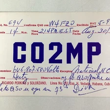 Cuba QSL Radio Card 1957 Havana Ricardo Perkins Solorzano