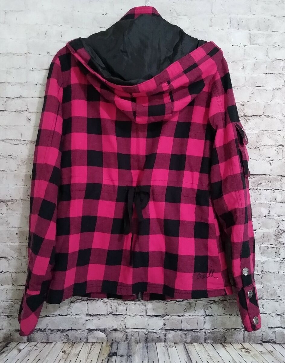 O'Neill Full Zip Pink/Black Buffalo Plaid Jacket Size Medium O'Neill Full Zip Pink/Black Buffalo Plaid Jacket Size Medium