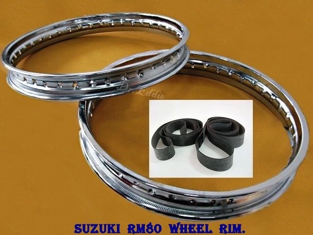 Fit SUZUKI RM80 FRONT & REAR STEEL WHEEL RIM SET+TAPE RUBBER #BI977# Foto 2 de 4