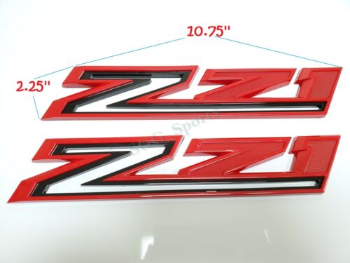 2 piezas emblema Chevy Silverado Z71 2019-2023 fabricante de equipos originales guardabarros rojo brillante negro 84632695 - Imagen 2 de 4