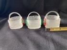 Vtg Christmas Around The World Frosted Glass Favor Baskets Set of 3  — photo 7