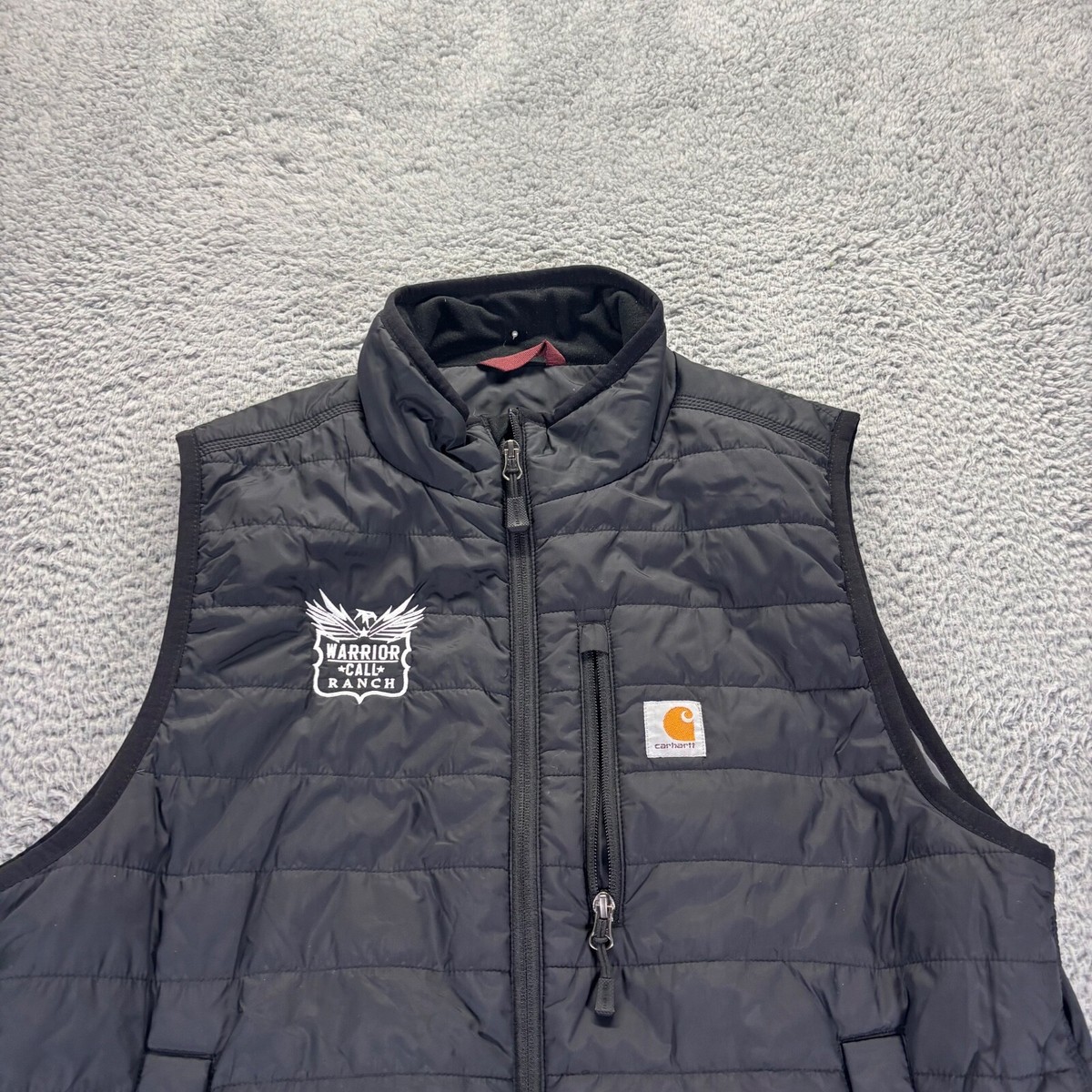 Carhartt Vest Jacket Mens Large Black Nylon Zip Up Warrior