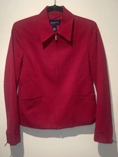 Jones New York Signature Women  s Red Wool Blend Zipper Blazer Jacket 6
