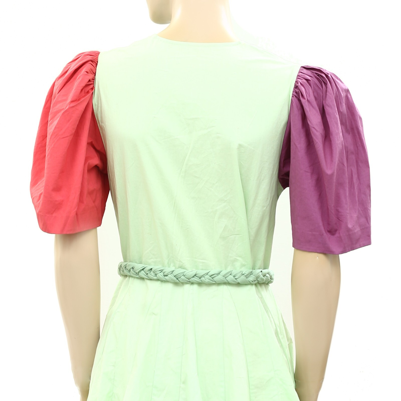 Rhode Resort Vivienne Ella Ruffle Mini Dress Cotton Voile Swing Solid XS 251143