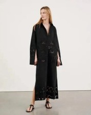 Nili Lotan Louanne Long Poplin Shirtdress With Embroidered