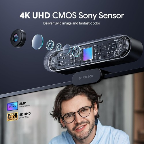 DEPSTECH 4K HD Webcam Mikrofon Autofokus USB Web Kamera für Desktop Laptop PC - Bild 3 von 8