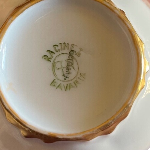 Racine Bavaria Germany Tea Cup and Saucer Set Gold Trim Scalloped Edge - Picture 5 of 11