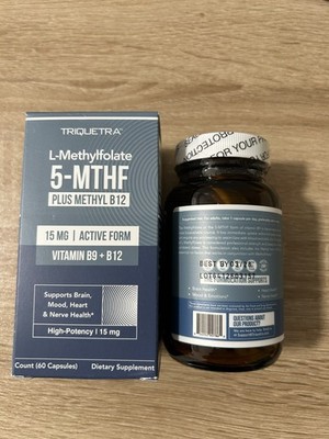 Triquetra L-Methylfolate 5-MTHF Plus Methyl B12 Supplement 15mg 60 Capsules New 