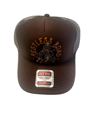 Cowboy Restless Road Riding Bull Trucker Hat Cap OTTO Brown Tan Mesh Snapback - Image 1 of 4