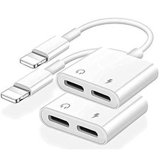  Apple MFi Certified 2PACK IPhone Lightning To 2 Lightning Adapter, Dual AUX 