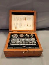 Antique Box And  scale Weight Set, Class S1 Metric