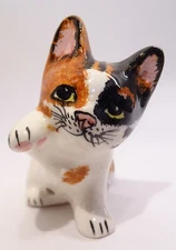 Cute Babbacombe Pottery ENGLAND Playful Calico Kitten Cat Pie Bird Vent  BLP