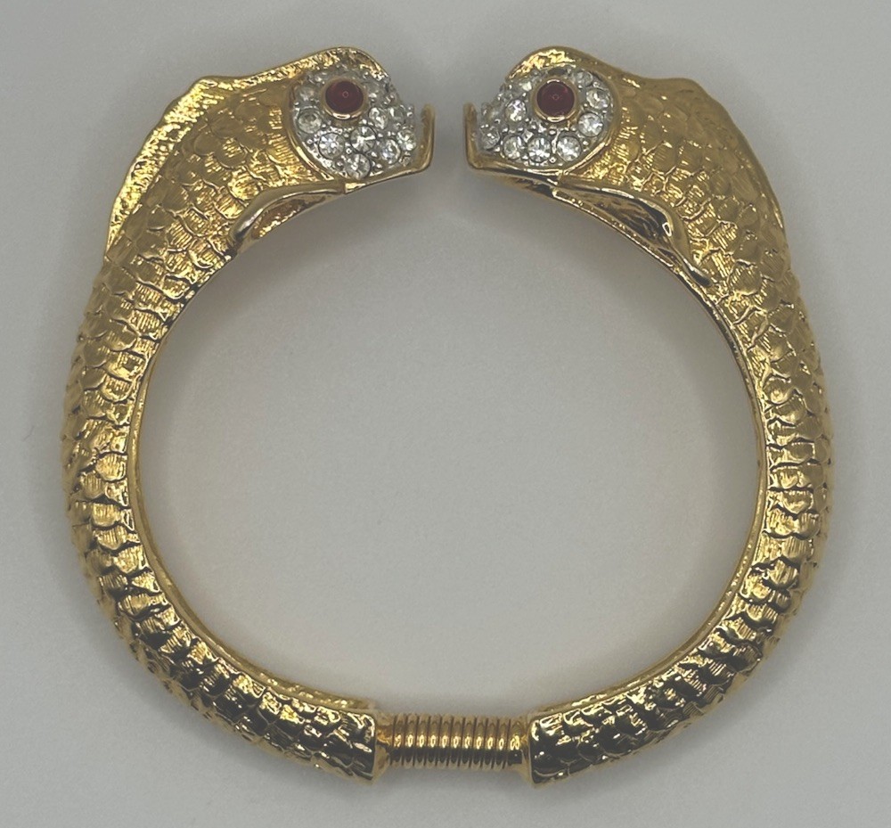 Kenneth Jay Lane KJL Golden Kissing Fish Bangle C… - image 1