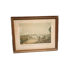 Train Print Framed , sketch of intersection  bridge,Liverpool & Manchester railw
