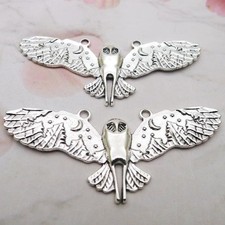 2/5PCS Antique Silver Crescent Moon Eagle Pendant Connector 28X70mm JHS211-5882