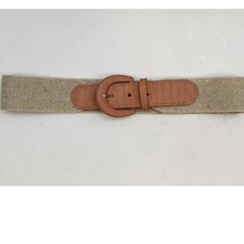 Vintage astor Stretch Belt Tan with Cognac Brown Leather Buckle Medium