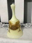 Fenton Log Cabin on Custard Bell 7”T X 4”W signed By Charlata  Smith (Glows )