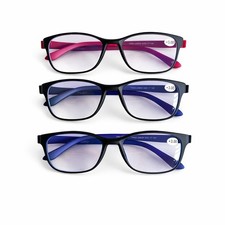 Reading Glasses Men Round TR90 Ultra Light Presbyopia 3 Piece Set Strength 1.00