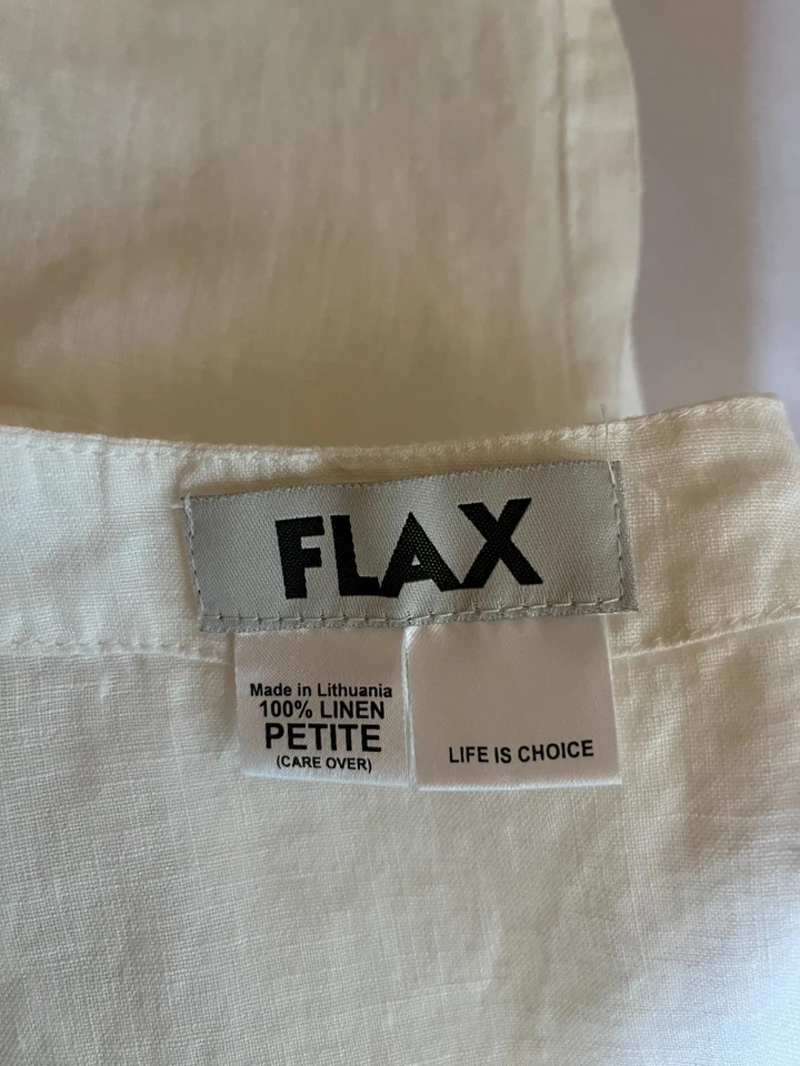 Top sin mangas de lino blanco talla pequeña talla FLAX cuello en V pulóver botones decorativos Foto 2 de 4