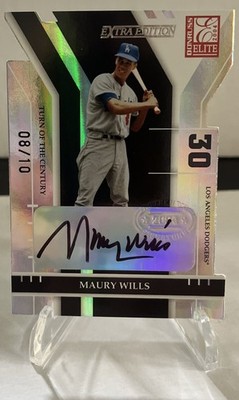 Maury Wills 2004 Donruss Elite  Extra Edition  BLACK Die-cut /10 Auto DODGERS