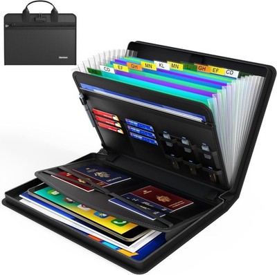 Fireproof Accordion File Organizer with Lock, 13 Pockets Expanding File Folde...