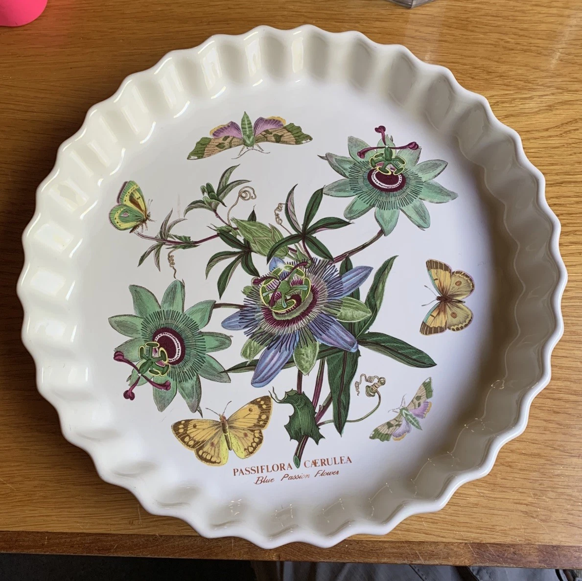 Portmeirion Botanic Garden Quiche Flan Pie Dish, Blue Passion Flower - 27cm