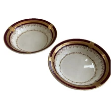 Myott Staffordshire England Small Desert Dish Bowl Red White w/ Gold Trim Set 5"