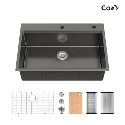 #ad Cozy n Bath 33x22 inch overmount kitchen sink with accessors and drain $191.25