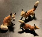 Vintage Porcelain Fox Family Figurines Set 3 Pcs  Miniature 1950's Great Cond. — photo 1
