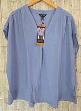 Banana Republic Blouse XXL (2X) Blue Sleeveless V-Neck NEW