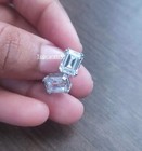 6mm Emerald Cut Real Moissanite Silver Men's Stud Screw Back Earrings — photo 2