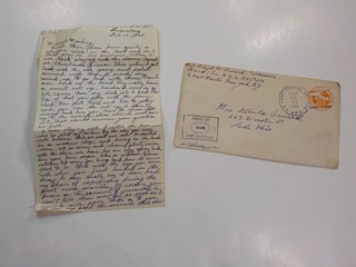 WW2 Letter German Pistol P 28 Luxembourg 146th Armored Signal Co. Lodi Ohio