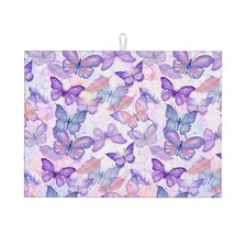 Purple Butterfly Dish Drying Mat 18x24 For Kitchen Counter Absorbent Microfib...
