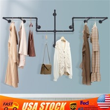 Wall Mounted Clothes Rack Industrial Pipe Clothing Garment Display Rack Retail