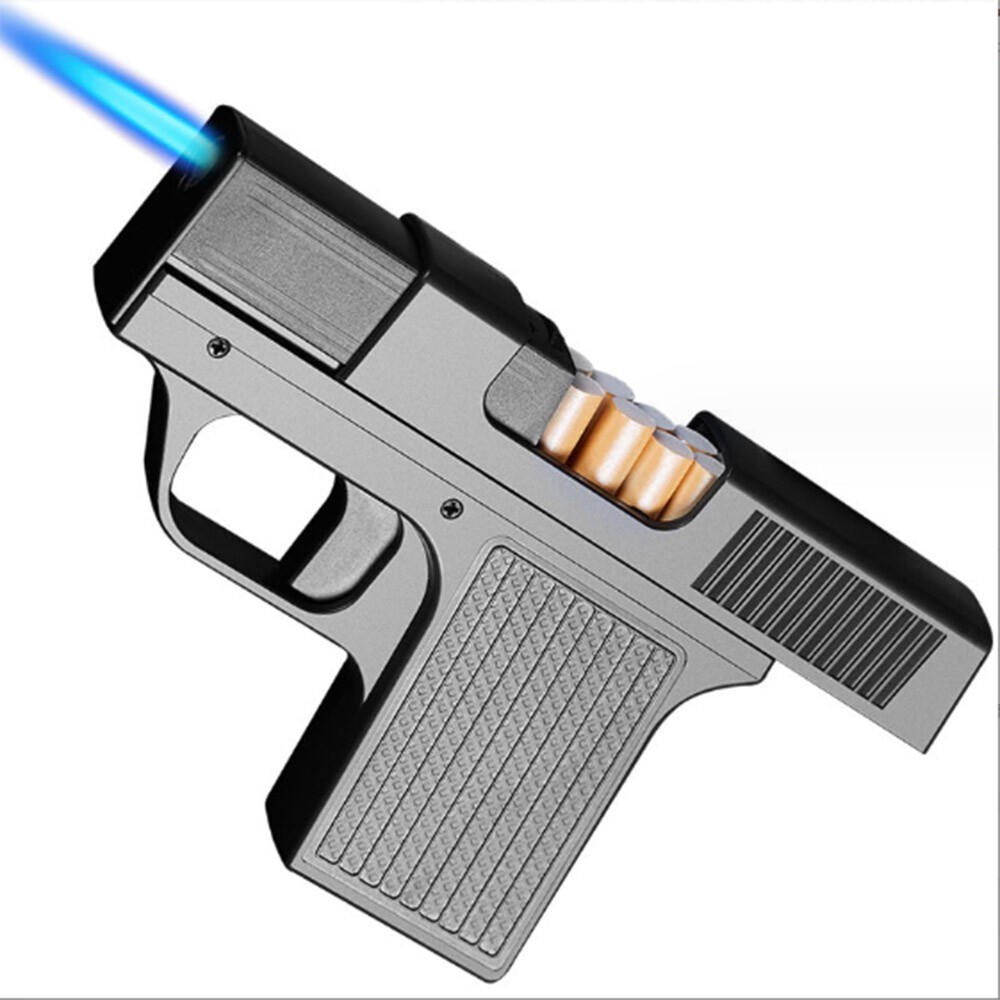 Gun W/ Cigarette Case Blue Flame New