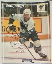 Doug Bodger Signed 8x11 Players Card Auto San Jose Sharks 